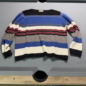Vintage 90s Sag Harbor Striped Knit Sweater Oversized Dad Grunge